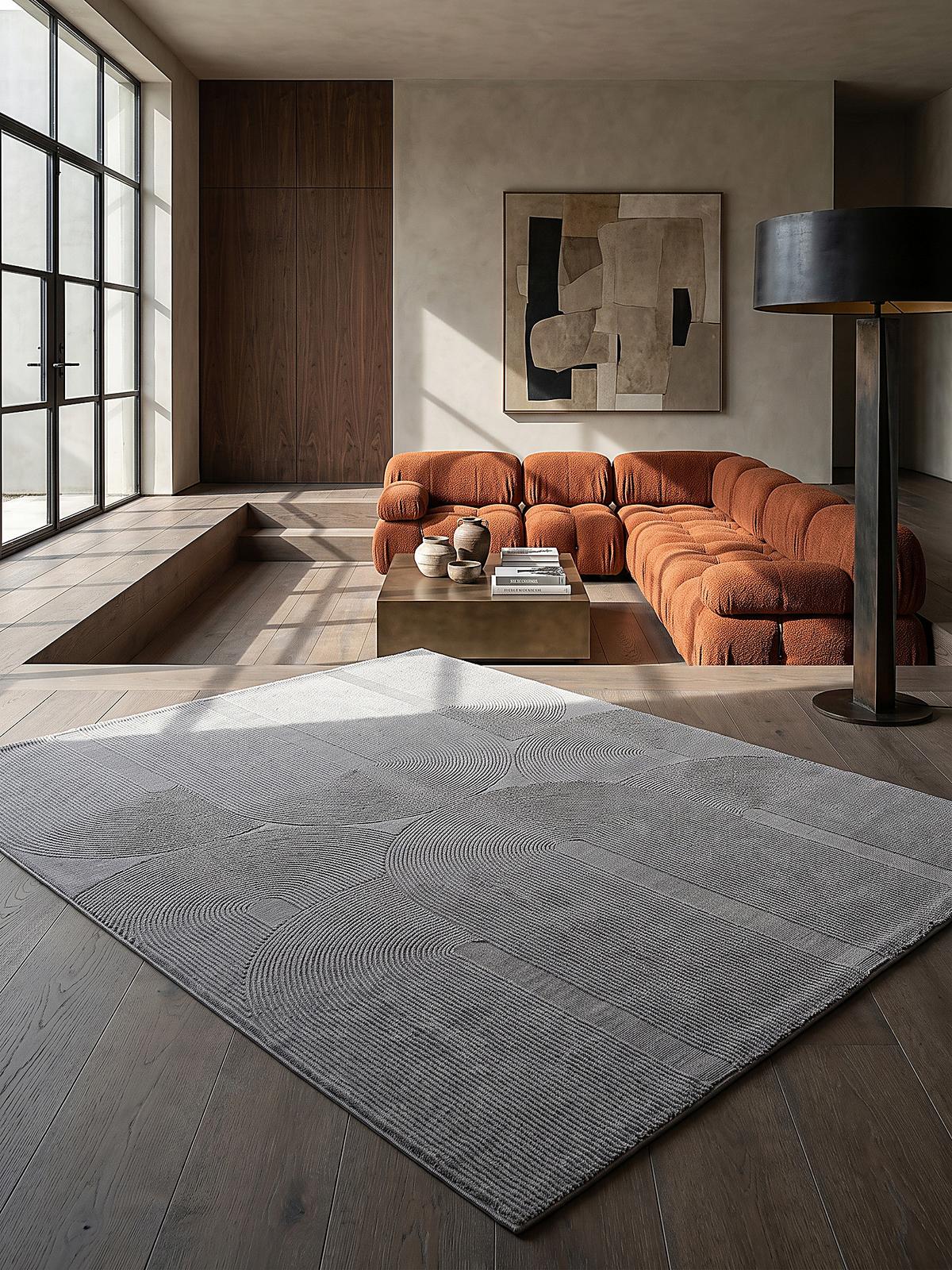 TEPPICH Kurzflor KASOS Waschbar Geometrisch Polyester Grau 200 x 290 cm - Grau, Textil (200/290cm) - KADIMA DESIGN