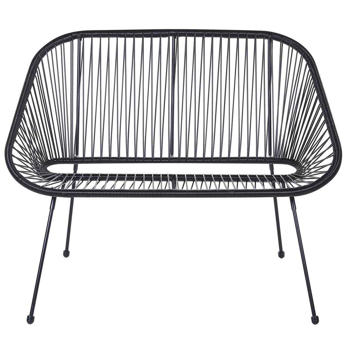 GARTENBANK Rattan schwarz 114 cm Acapulco - Schwarz, Kunststoff (114/88/78cm) - Beliani