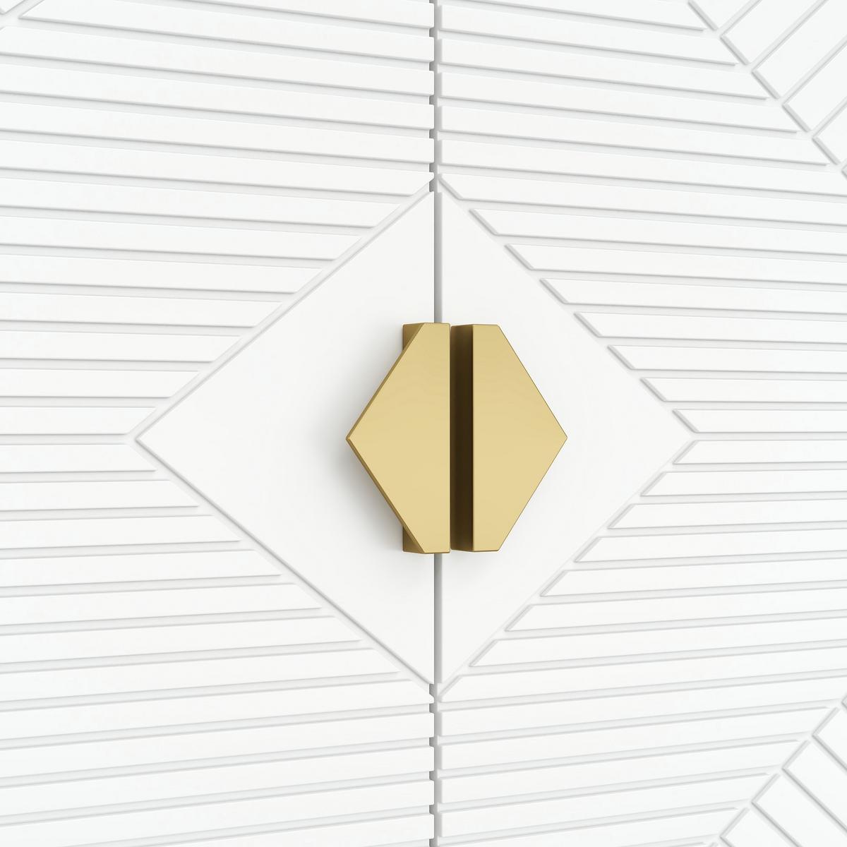SIDEBOARD Weiß mit Goldbeinen & 4 Türen Geometrisches Design 162×80 cm - Weiß, Holzwerkstoff (162/80/40cm) - Urban Meuble