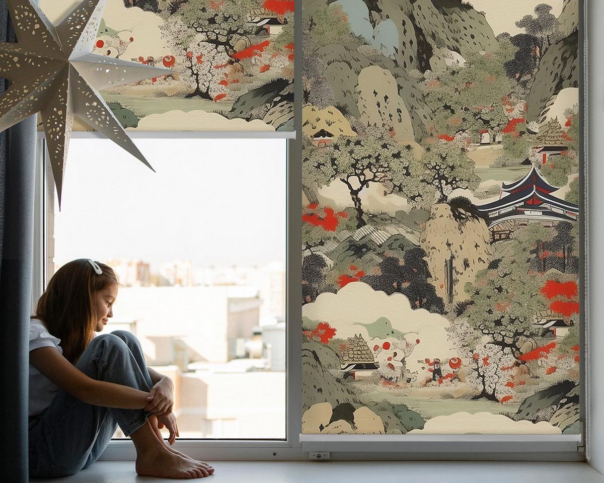 INNENROLLO - Fensterrollo - Rollo - 140x140 cm - Berg - Braun, Kunststoff (140/140/0.5cm) - TULUP