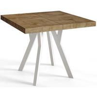 QUADRATISCHER Esstisch ausziehbar – Moderner Wohnzimmertisch und Küchentisch – Tisch mit Holzbeinen, Durchmesser 100 - 200 cm - Farbe Lefkas - Dunkelbraun/Weiß, Holzwerkstoff (100/100/77cm) - Alpi-Möbel