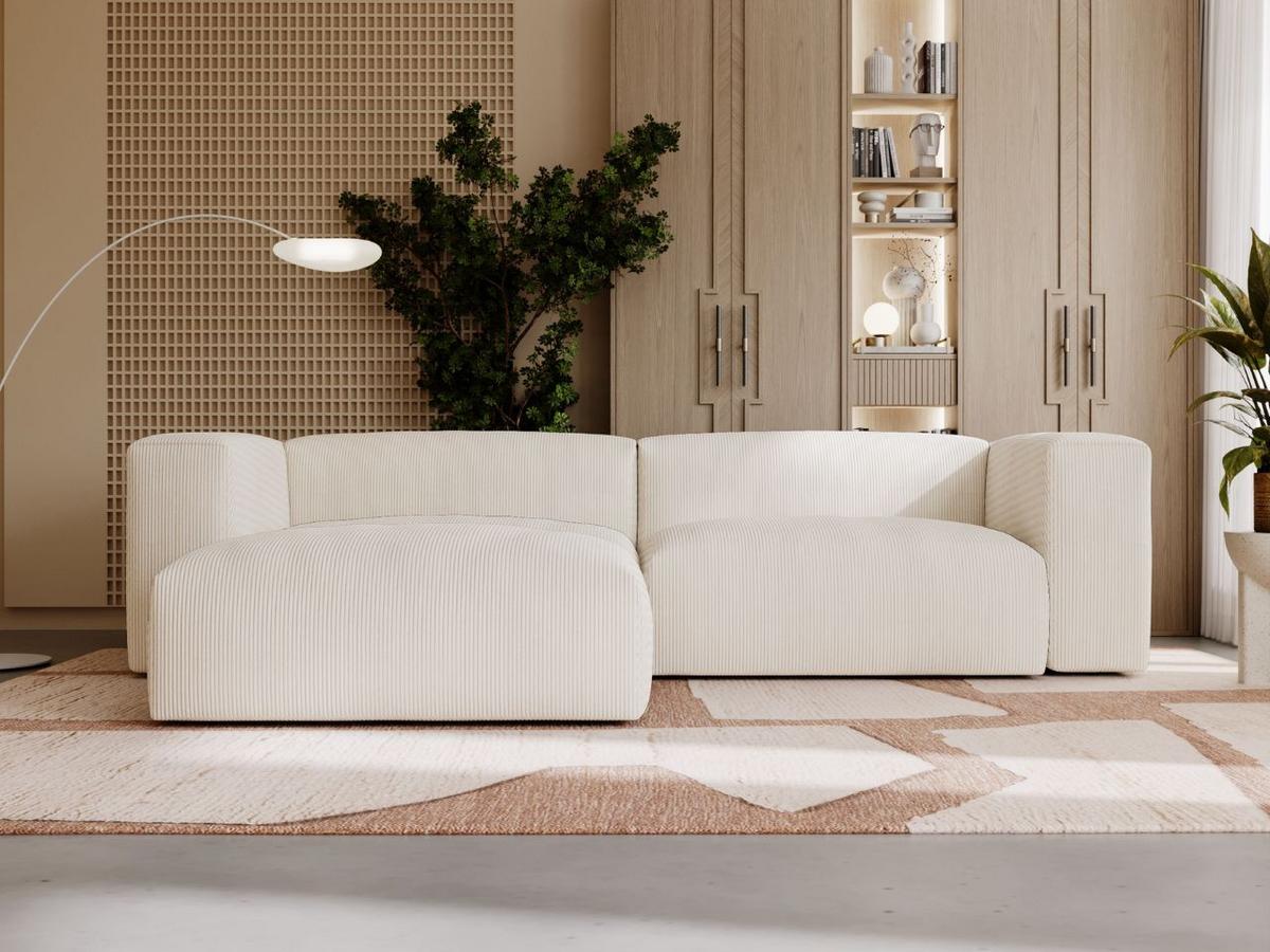 ECKSOFA Landi Creme Links - Creme/Schwarz, Kunststoff/Textil (180/240cm) - Graingold