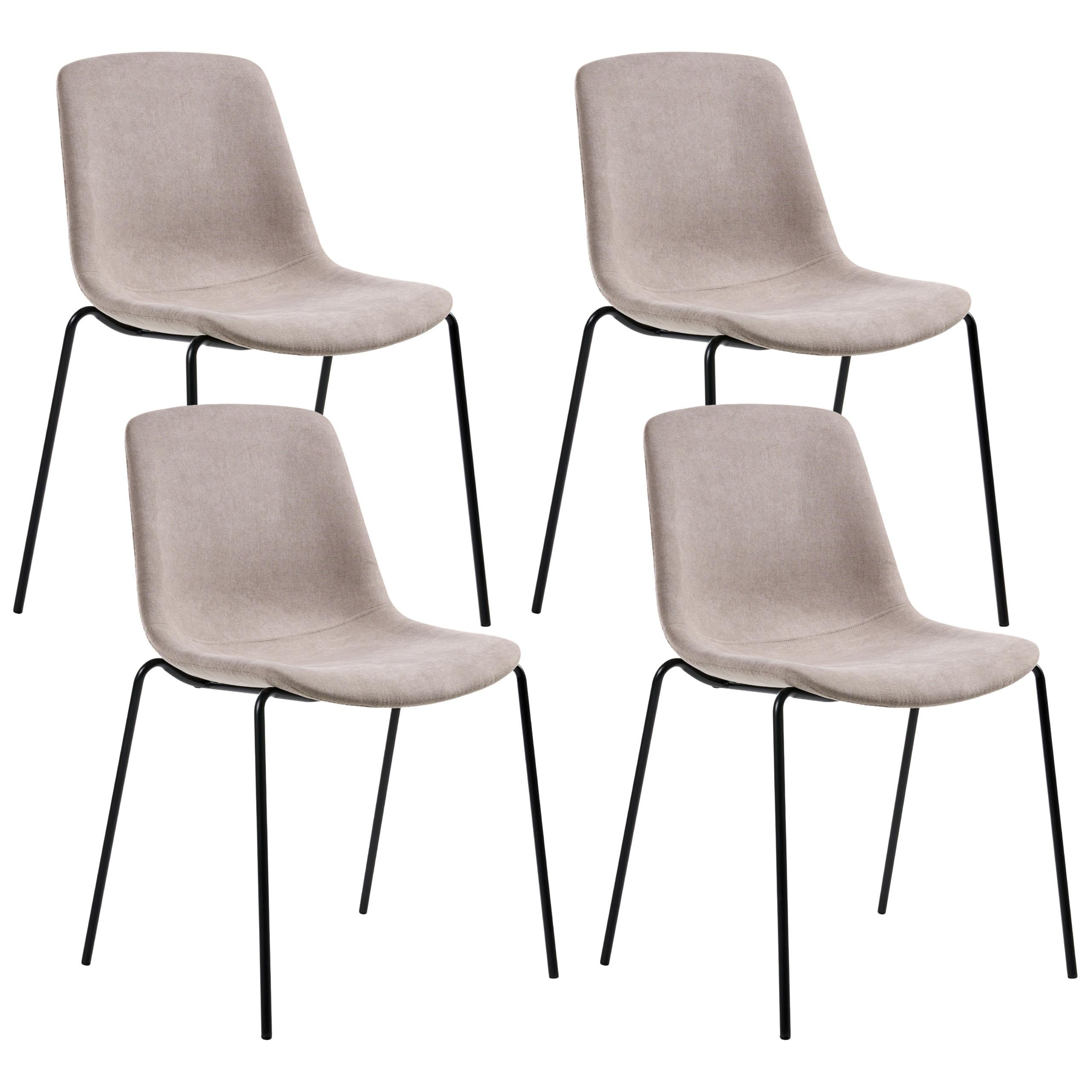 ESSZIMMERSTUHL 4er-Set Beige Tiller - Beige/Schwarz, Textil (54/84/53cm) - Beliani
