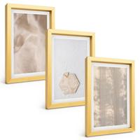 BILDER SET 3er Set - 20x30 cm Goldrahmen - Subtile Texturen, Boho-Natur - Goldfarben, Kunststoff (20/30cm) - TULUP