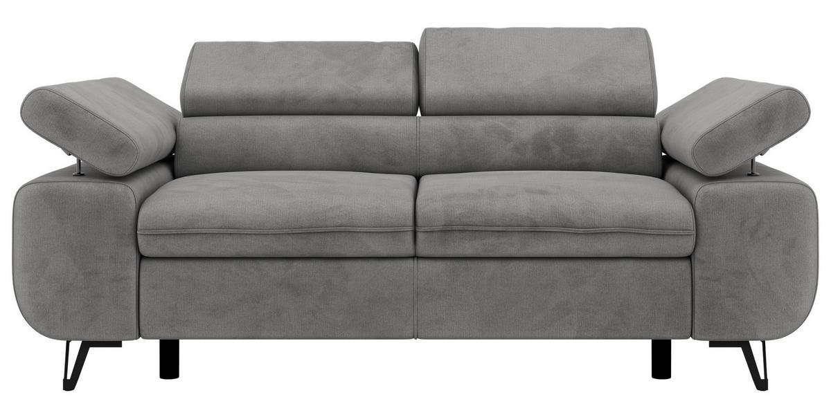 2-SITZER SOFA PETER - Hellgrau Velvet - Silberfarben/Hellgrau, Textil/Metall (200/76/99cm) - MKS