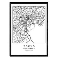 POSTER Tokyo Nordic-Stil A4 Schwarzer Rahmen - Schwarz, Papier (29.7/5/21cm) - Nacnic