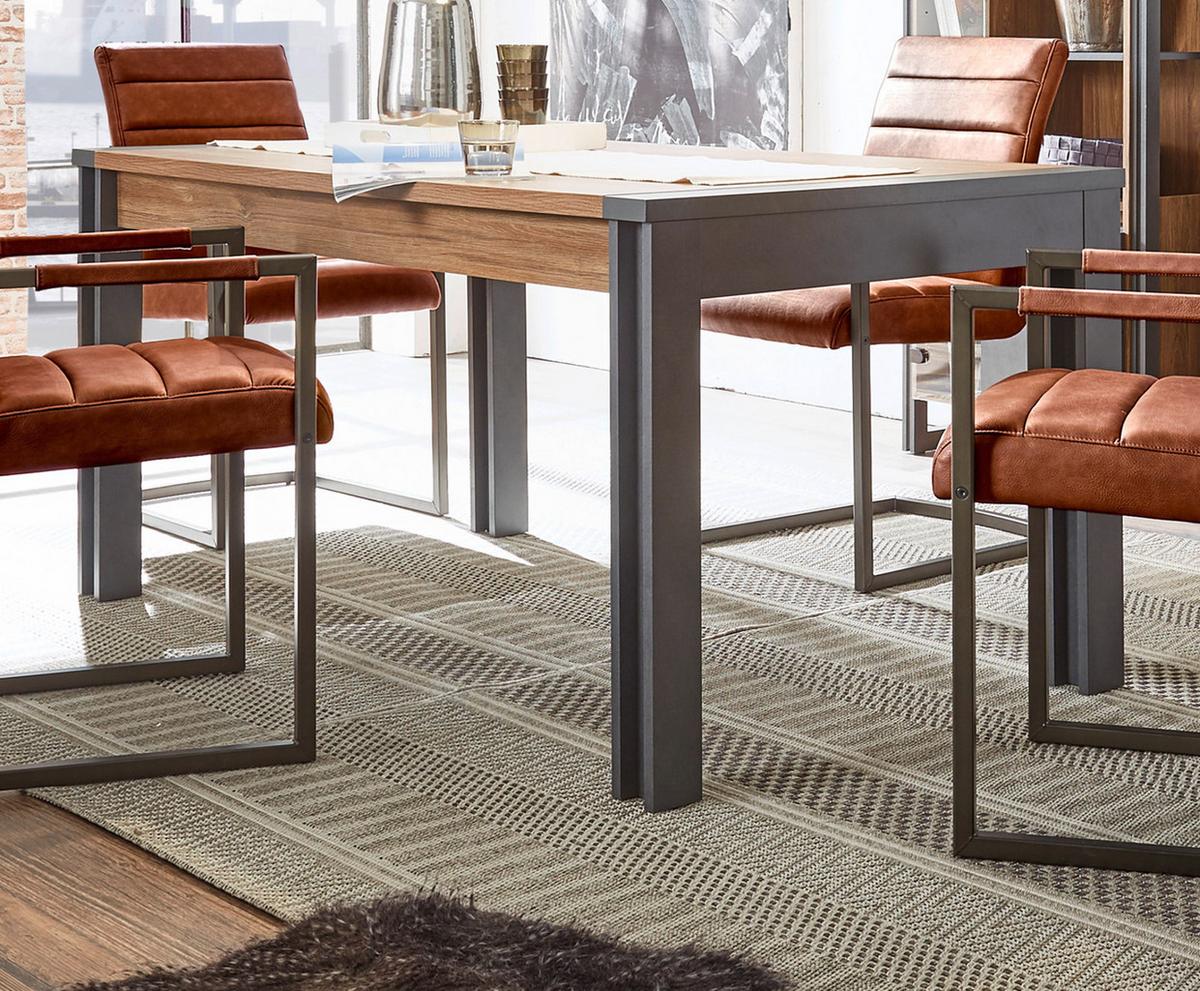 ESSTISCH Eiche Stirling, Matera grau, Küchentisch 154 x 90 cm - Eichefarben/Grau, Holzwerkstoff (90/154/76cm) - Furn.Design