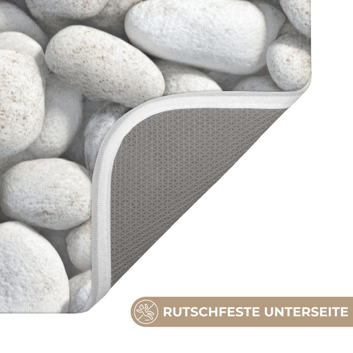 BADEMATTE Steine - Grau - Oval 60x120 cm - Hellgrau, Textil (60/120cm) - OnlyWow