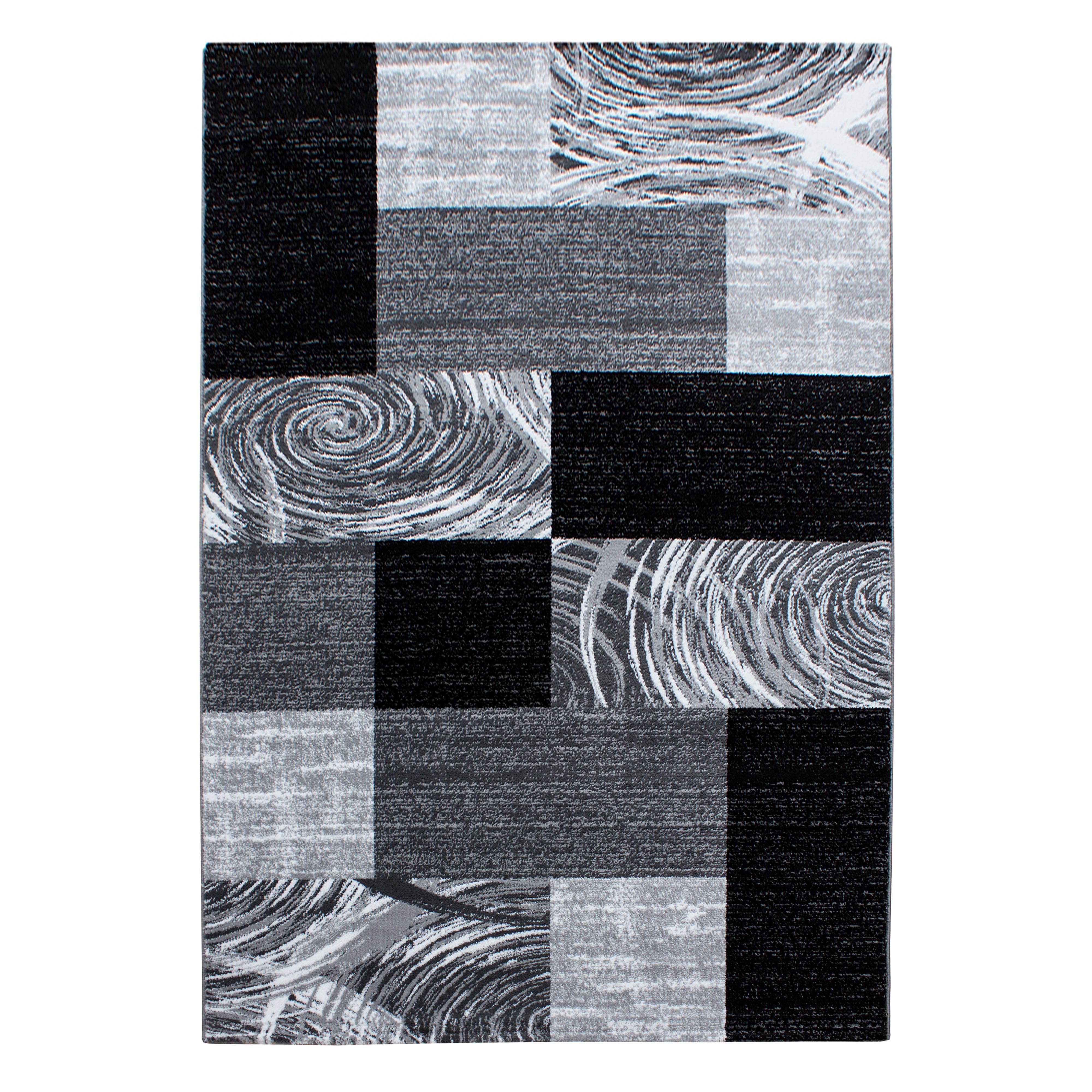 TEPPICH Kurzflor DRAU in Schwarz, abstrakt kariert, 200 x 290 cm - Schwarz, Textil (290/200cm) - KADIMA DESIGN