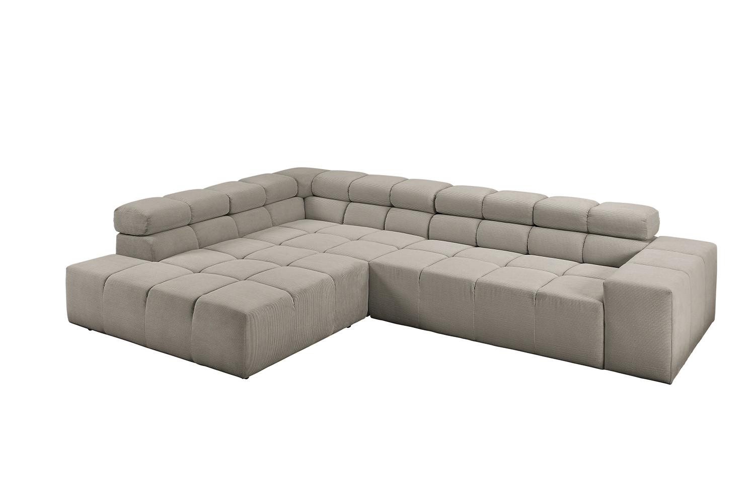 ECKSOFA NEVADA Grau Cord - Schwarz/Grau, Kunststoff/Textil (319/215cm) - KAWOLA
