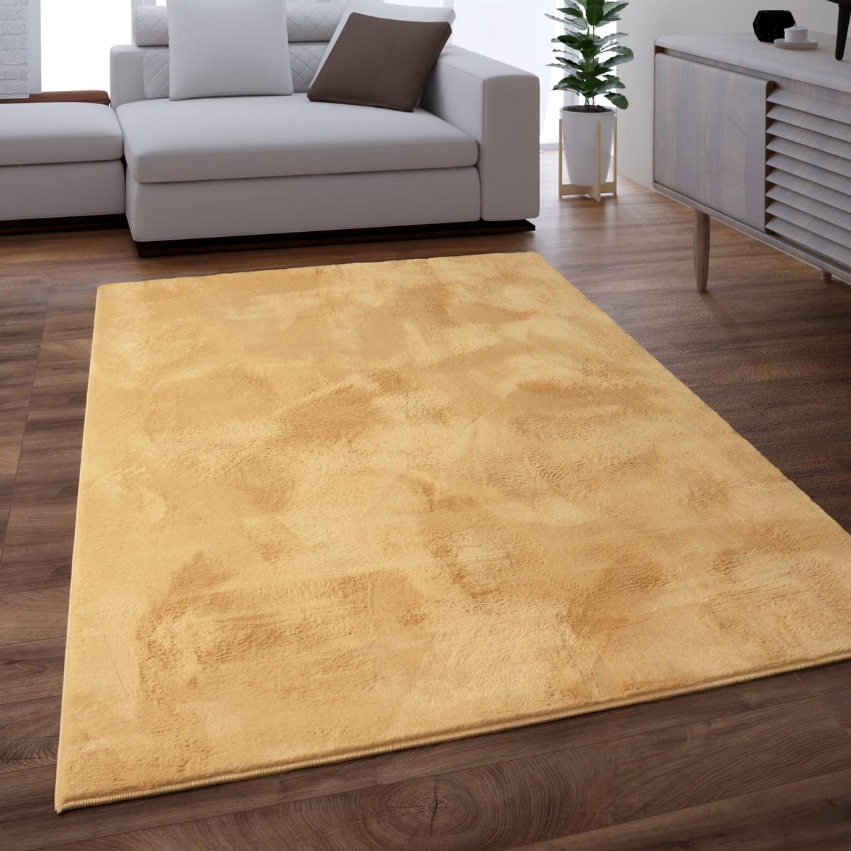 KURZFLORTEPPICH, einfarbig, aus Polyester, Gelb, 60 x 90 cm - Gelb, Textil (90/60cm) - KADIMA DESIGN
