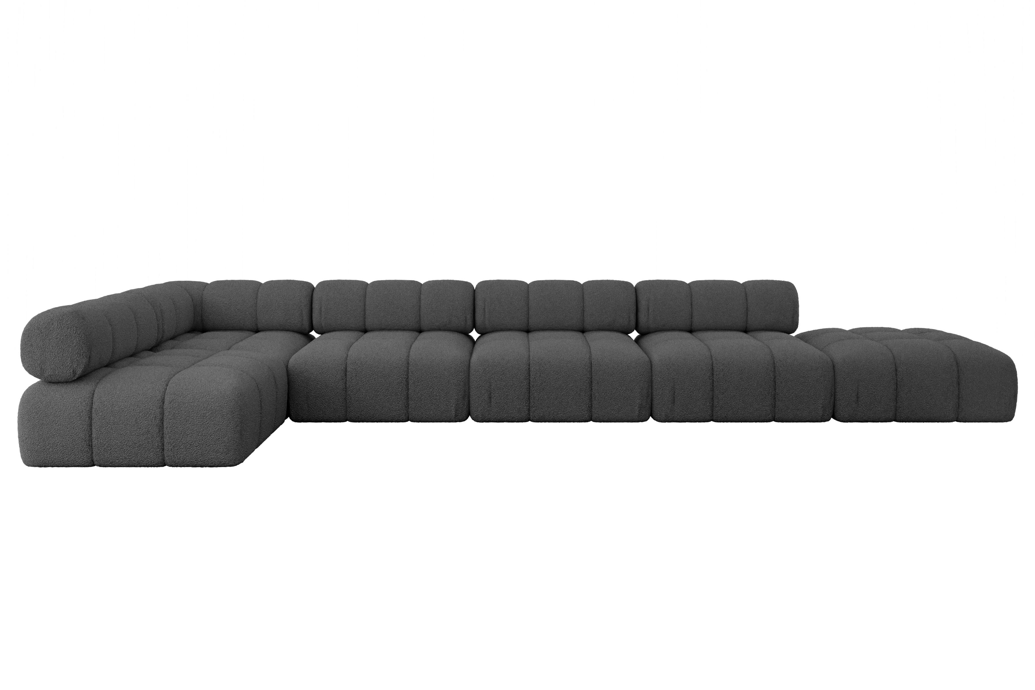 ECKSOFA modulares Sofa Favio-L3 - 475x190x70 cm Grau Bouclé - Grau, Holzwerkstoff/Textil (475/190cm) - ALTDECOR