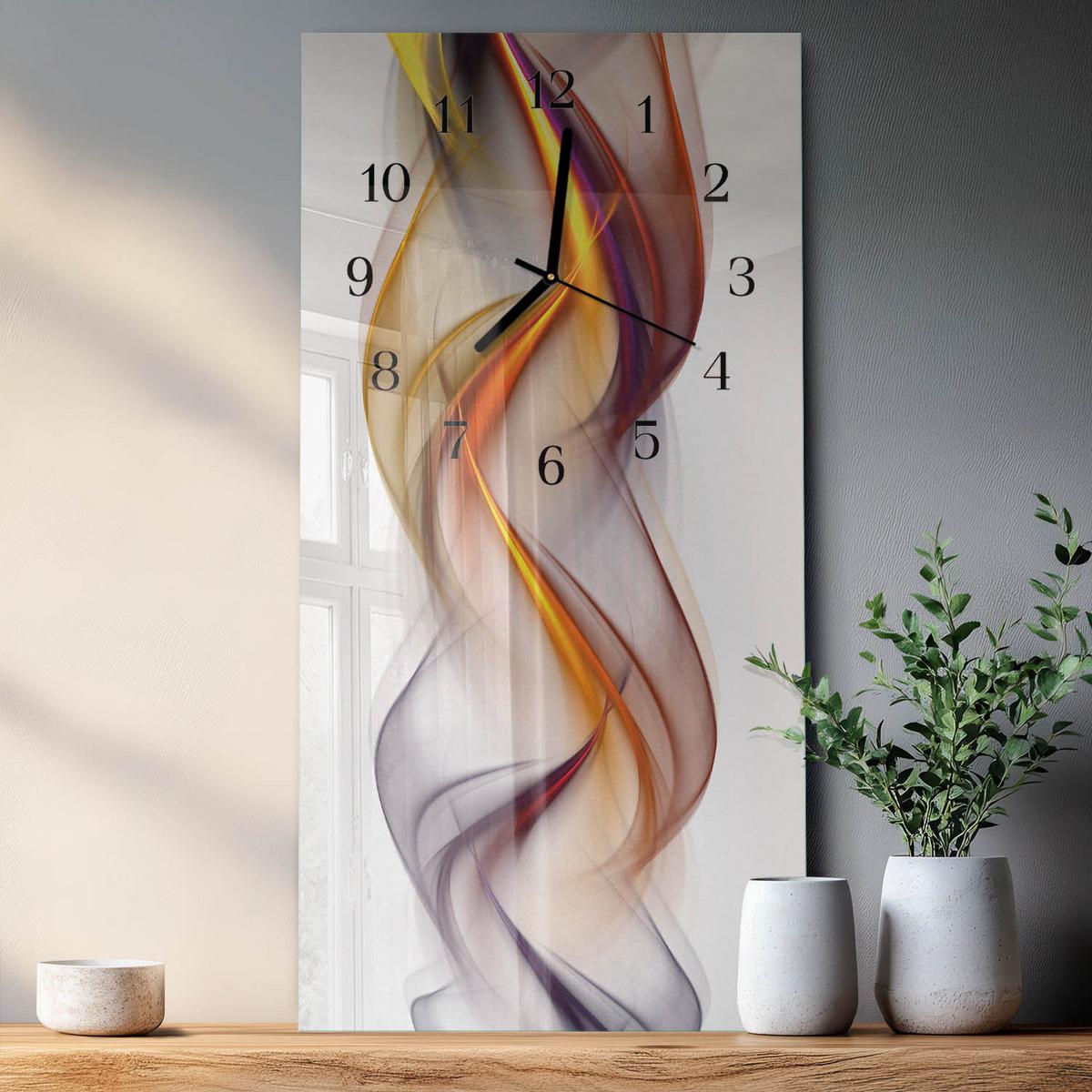 WANDUHR aus Glas 30x60 cm - Abstraktion - Multicolor, Glas (30/60/0.4cm) - TULUP