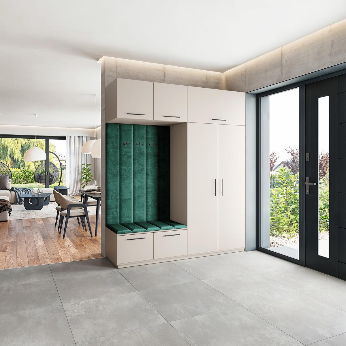 GARDEROBENSCHRANK REMA 200/240/60 cm Modern Garderobe-Set Kaschmir - Kaschmir/Grün, Holzwerkstoff (200/240/60cm) - MASSENO
