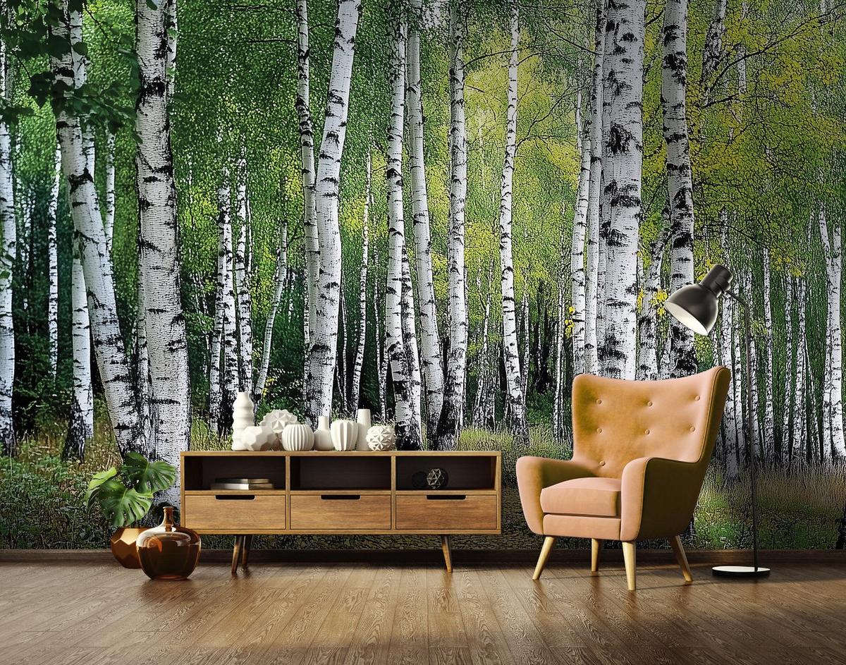 FOTOTAPETE 3D Effekt Wald Bäume Natur Tapete Wohnzimmer 300x210 - Multicolor, Papier (300/210cm) - Wallarena