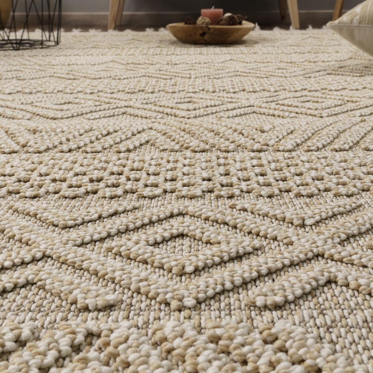 KURZFLORTEPPICH, mit Struktur, Florhöhe 7 mm, Creme, 80 x 150 cm - Beige, Textil (150/80cm) - KADIMA DESIGN