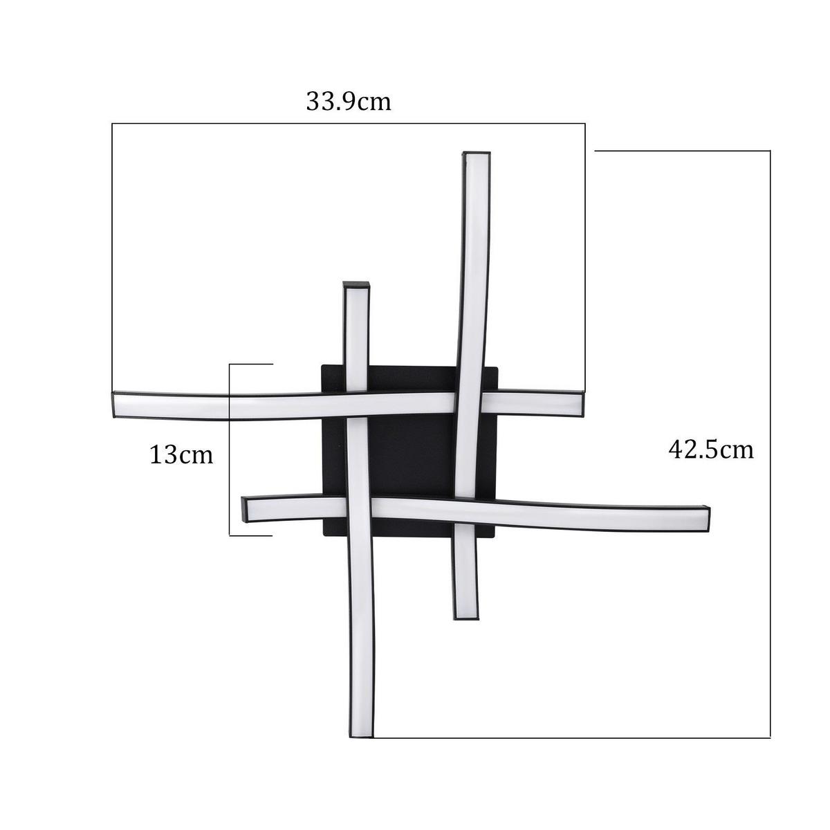 LED-DECKENLEUCHTE Fulbright 42.5/42.5/7 cm - Schwarz, Metall (42.5/42.5/7cm) - Nettlife