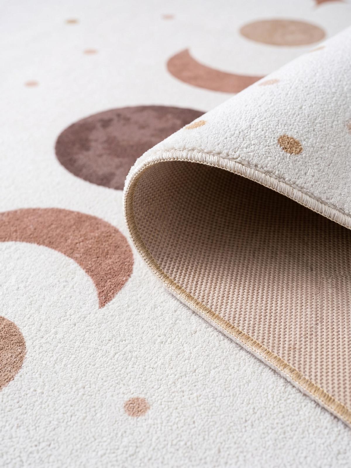 TEPPICH Kurzflor Waschbar TINO in Creme, mit Mondphasen-Motiv, Ø 160 cm - Beige, Textil (160/160cm) - KADIMA DESIGN