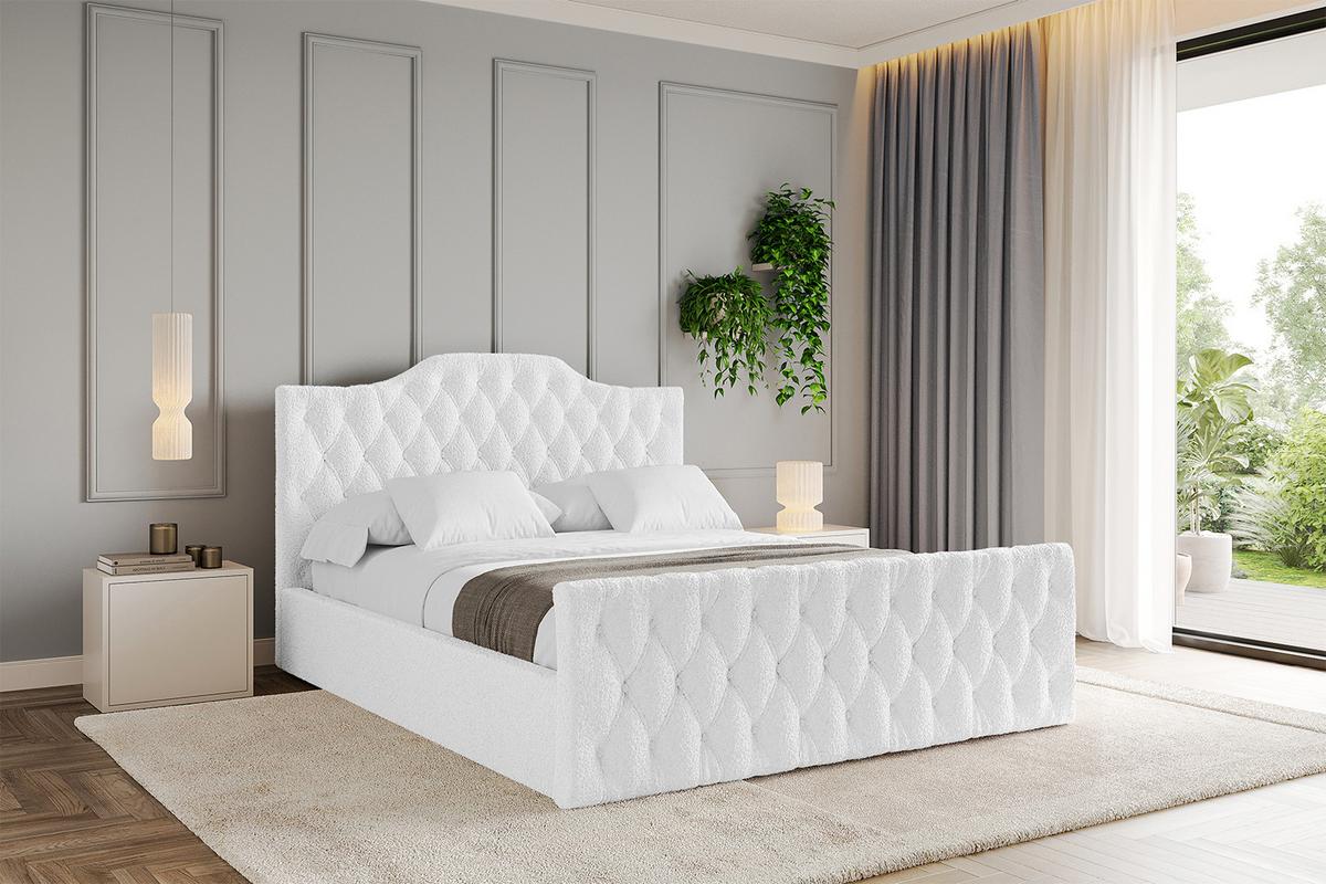 POLSTERBETT mit Bettkasten, Fußteil und Lattenrost, Boxbett mit Matratze H3/H4 - FALIO-Z 120x200 Weiß - Weiß, Holzwerkstoff/Textil (120/200cm) - ALTDECOR
