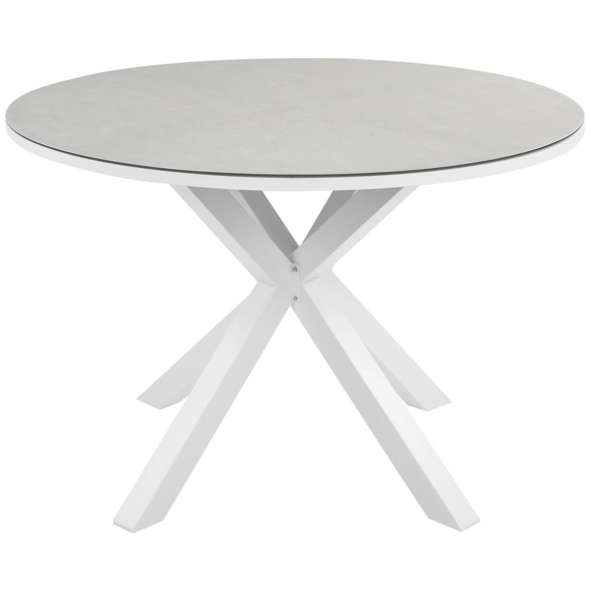 GARTENTISCH Weiß Maletto - Beige/Weiß, Keramik (120/120/75cm) - Beliani