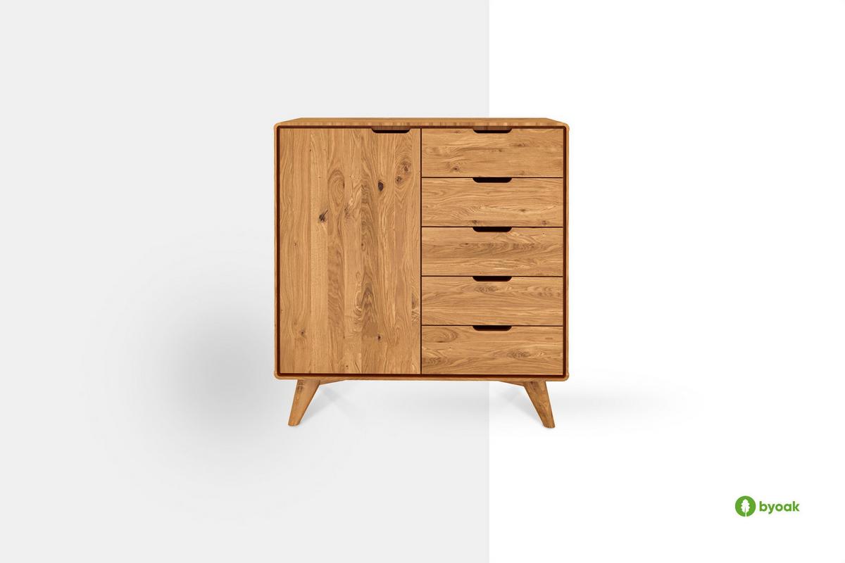 KOMMODE HOCH GREG Wildeiche - Wildeiche, Holz (90/92/40cm) - byoak