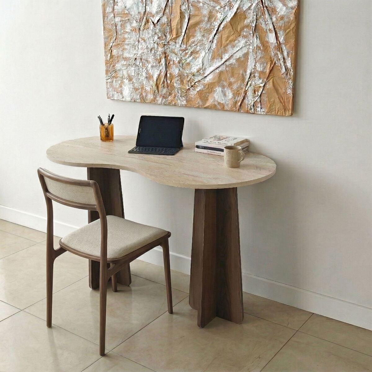 SCHREIBTISCH mit organisch-form Tischplatte 120/60/75 cm - Eichefarben, Holzwerkstoff (8.5/60/75cm) - Calicosy