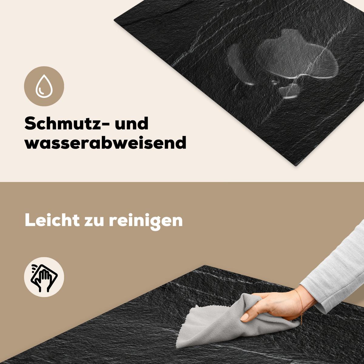 HERDABDECKPLATTE Stein - Anthrazit - Dunkelgrau - Steinstruktur Herdabdeckung Induktionsfeld 75x52 cm - Anthrazit, Kunststoff (75/52/0.2cm) - MuchoWow