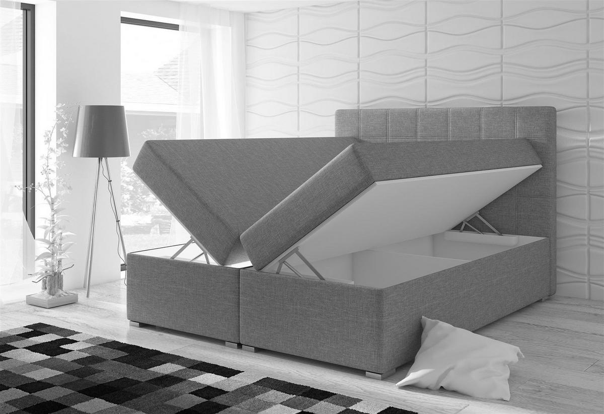 BOXBETT Ambre In überlänge - Grau, Holzwerkstoff/Textil (120/220cm) - Fun Möbel