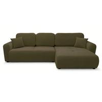 ECKSCHLAFSOFA Olido OLIVGRÜNER VELOURS - Schwarz/Olivgrün, Kunststoff/Textil (279/150cm) - Selsey
