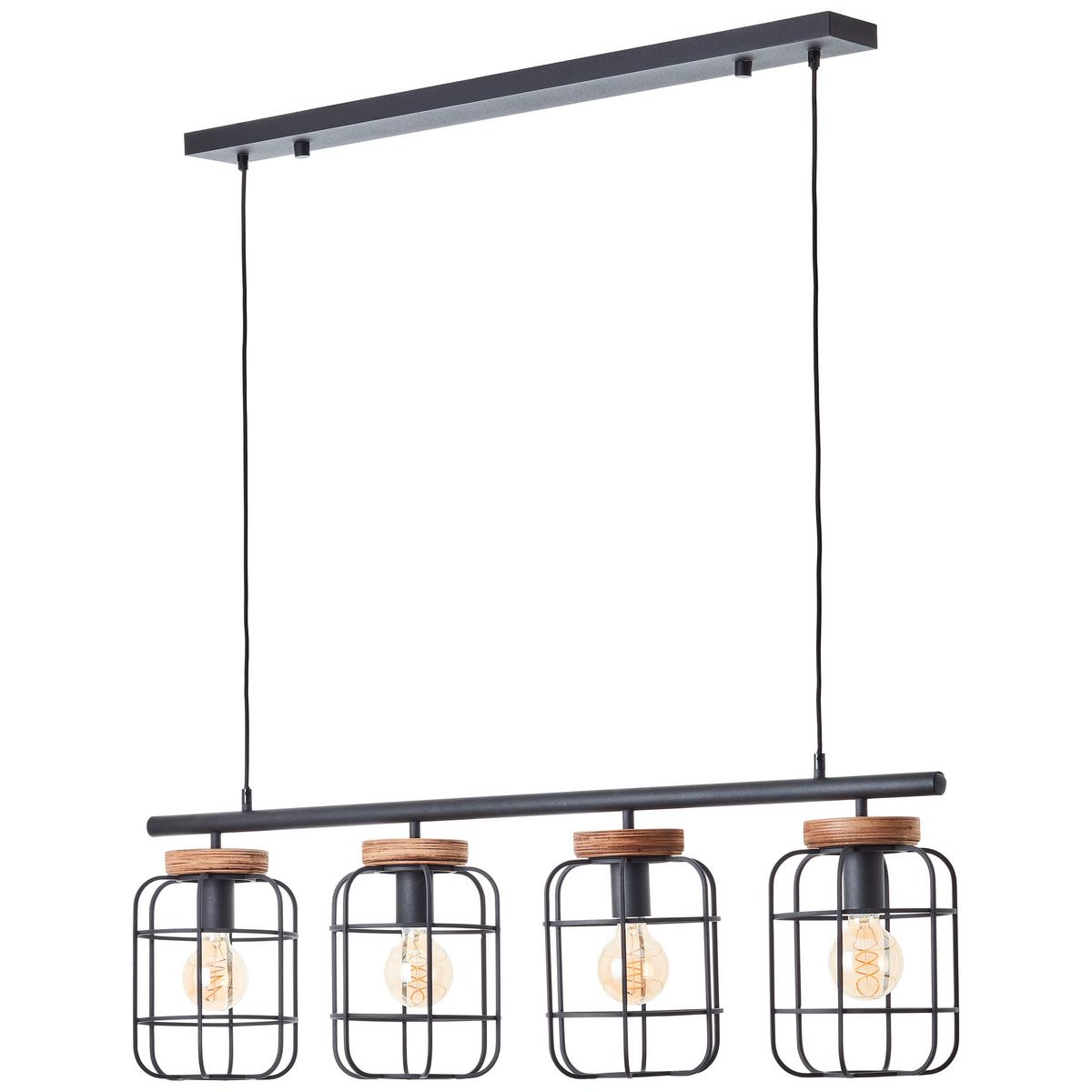 PENDELLEUCHTE Gwen 99798/66 - Schwarz, Holz (115/20/157.5cm) - Brilliant