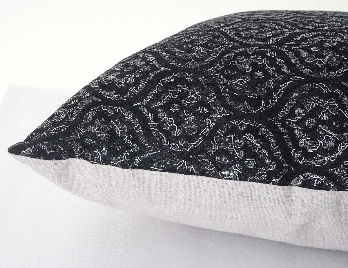 DEKO-KISSEN BAROCK Schwarz, Silber - Silberfarben/Schwarz, Textil (12/45/45cm) - MCW