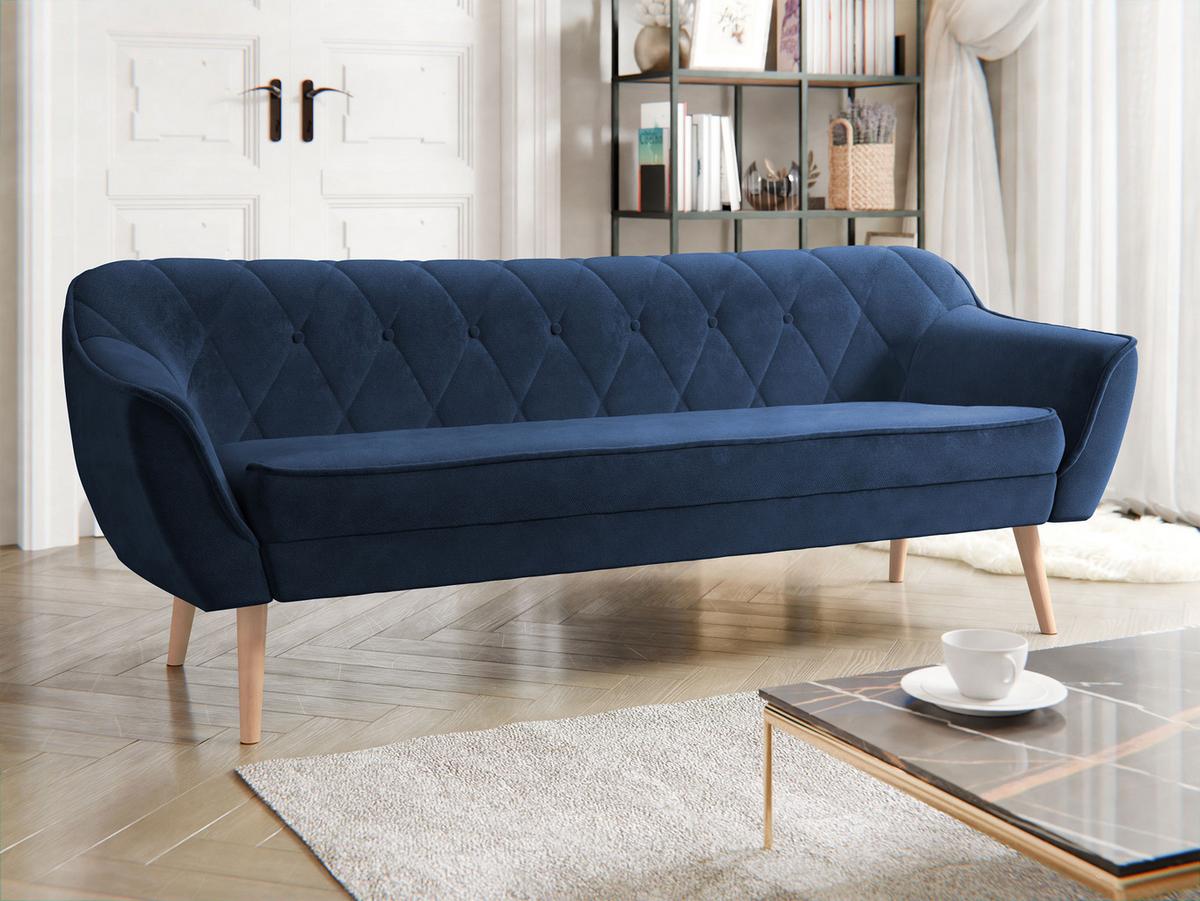 SOFA Skand 3 - Dunkelblau/Naturfarben, Holz/Textil (180/75/74cm) - MIRJAN24