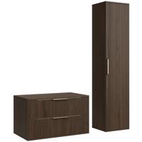 BADMÖBEL-SET Rimini 2 Teile Walnuss Braun - 80 x 46 x 46 cm - Walnussfarben/Braun, Holz (80/46/46cm) - Badplaats