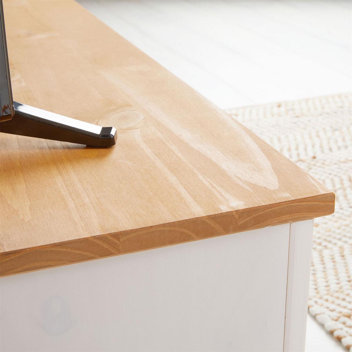 TV-LOWBOARD BOLTON weiß/braun - Weiß/Braun, Holz (110/50/40cm) - IDIMEX
