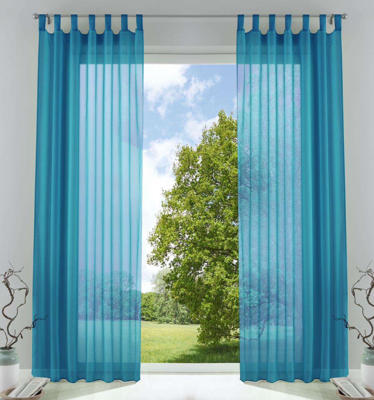 SCHLAUFENGARDINEN Voile 2er Set 225x140 cm Türkis - Türkis, Textil (140/225cm) - Gardinenbox.eu