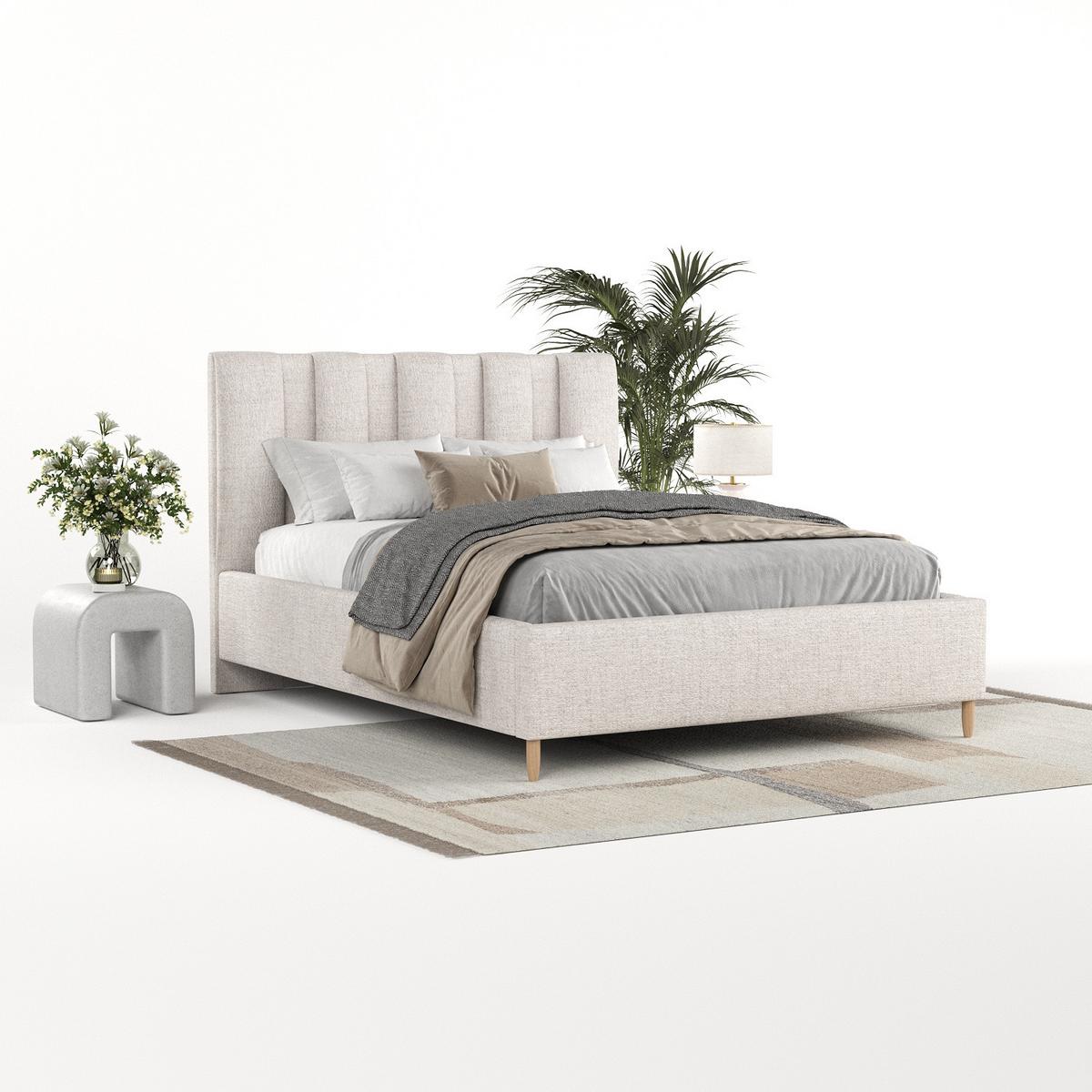 POLSTERBETT Loom 140/200 cm Hellbeige im Neve Stoff - Sandfarben/Naturfarben, Holz/Holzwerkstoff (140/200cm) - AltaBeds