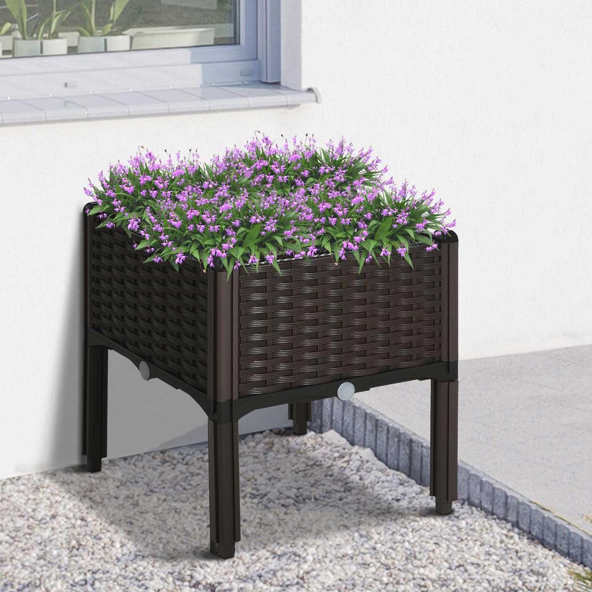 HOCHBEET, Kunststoff, Braun - Braun, Kunststoff (40/44/40cm) - Outsunny