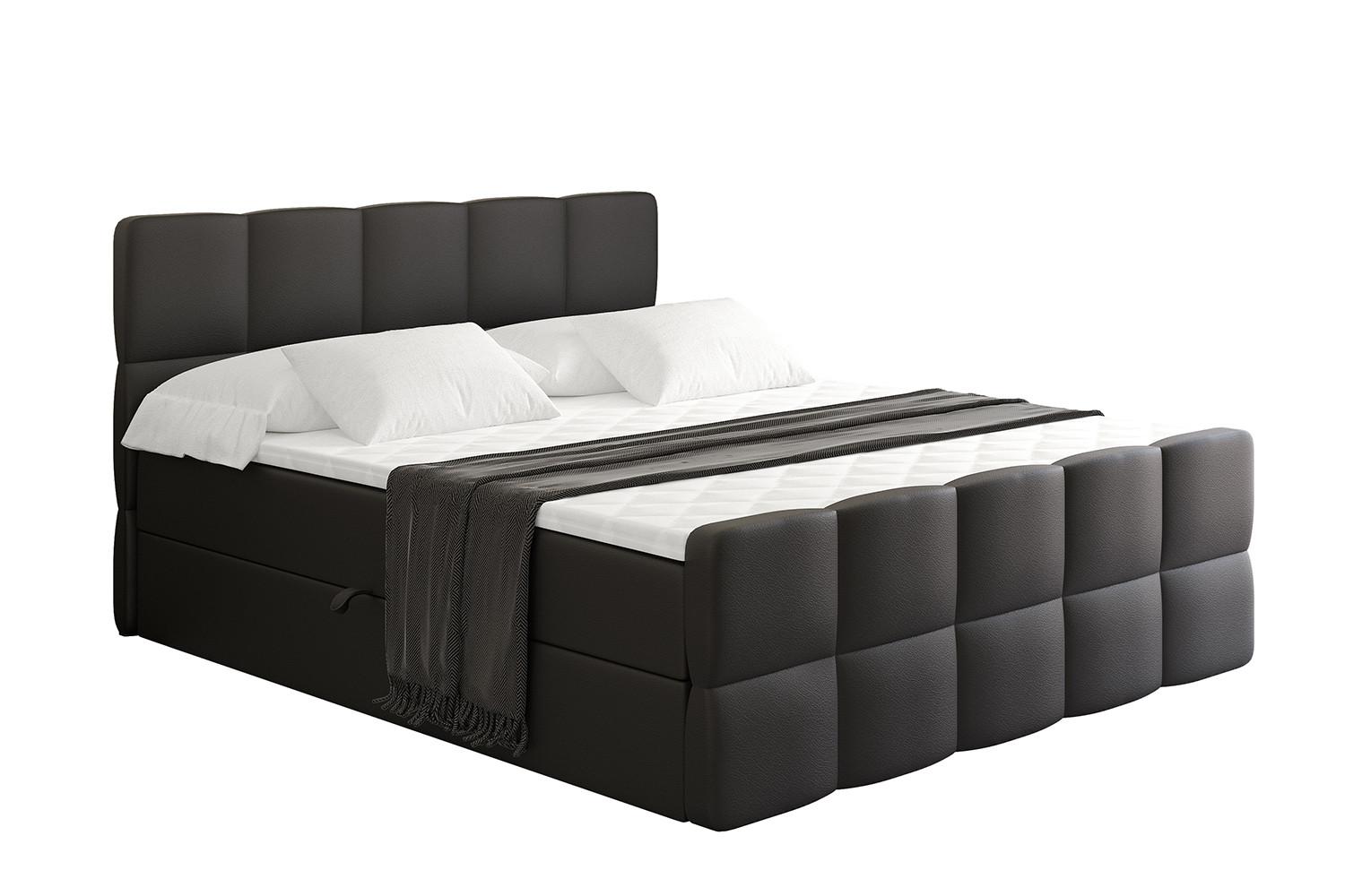 BOXBETT mit Matratze und Lattenrost - LIRO-Z - 160x200 - Schwarz Kunstleder - Schwarz, Holzwerkstoff (160/200cm) - ALTDECOR