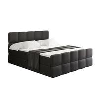 BOXBETT mit Matratze und Lattenrost - LIRO-Z - 200x200 - Schwarz Kunstleder - Schwarz, Holzwerkstoff (200/200cm) - ALTDECOR