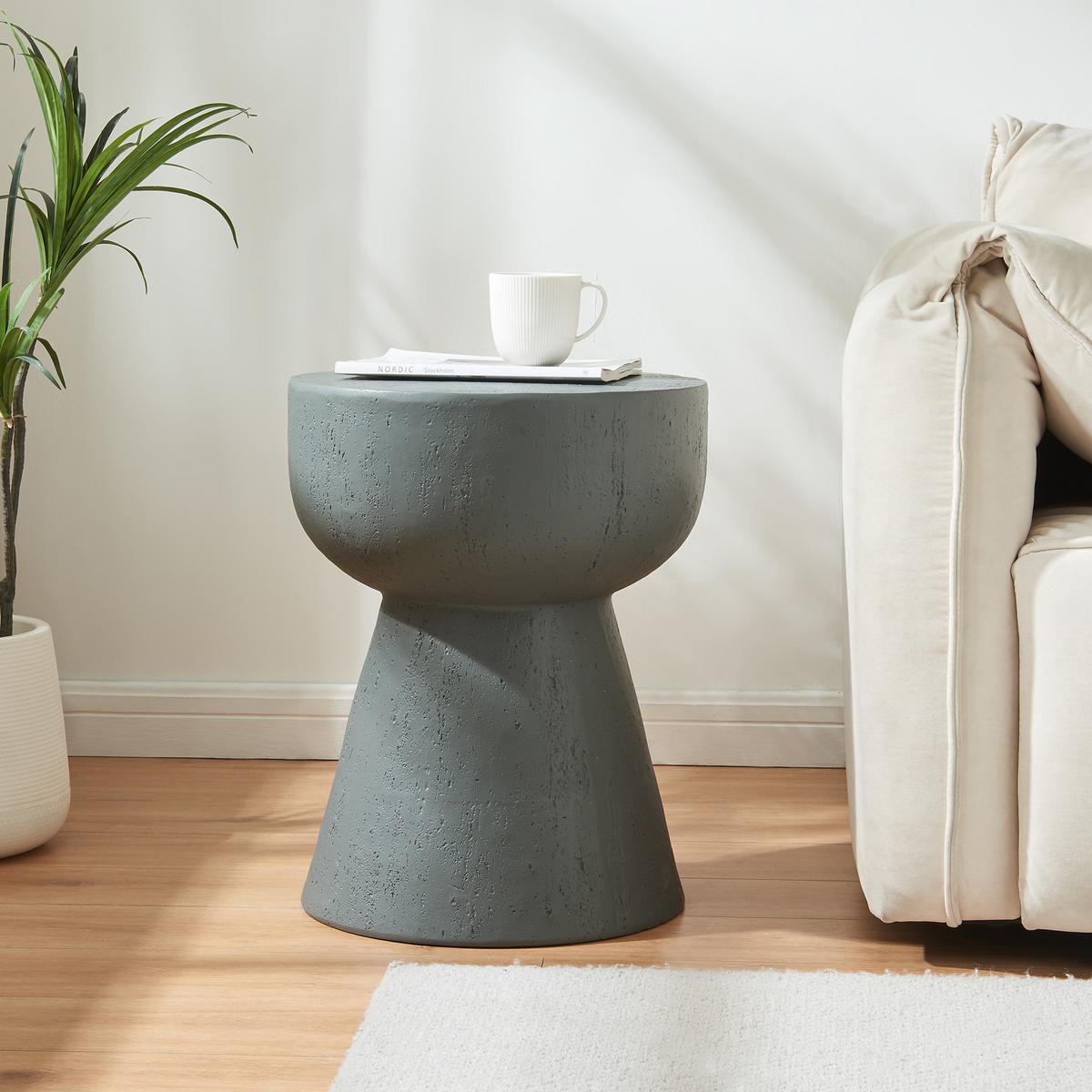 BEISTELLTISCH Oulvepijanse - Dunkelgrau, Stein (40/40/51cm) - [en.casa]