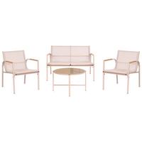 LOUNGE-SET mit Tisch 4-Sitzer Metall Beige Ledro - Beige, Metall - Beliani
