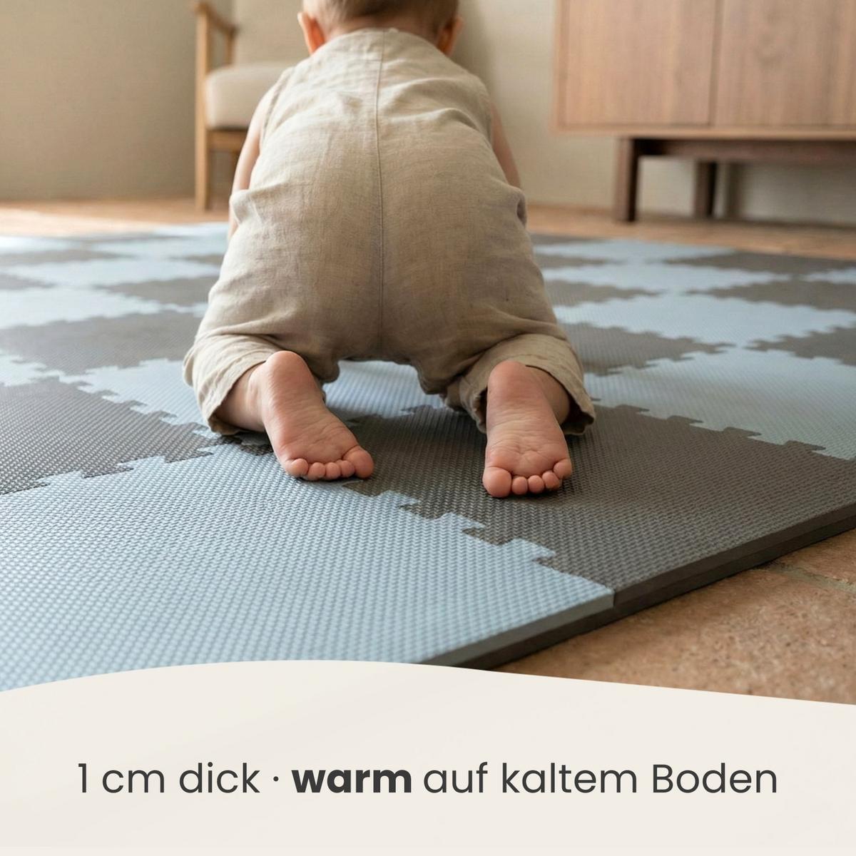 SPIELMATTE mit Rand - 180/90/1 cm Puzzlematte Blau Grau - Grau, Kunststoff (30/30cm) - Littletom
