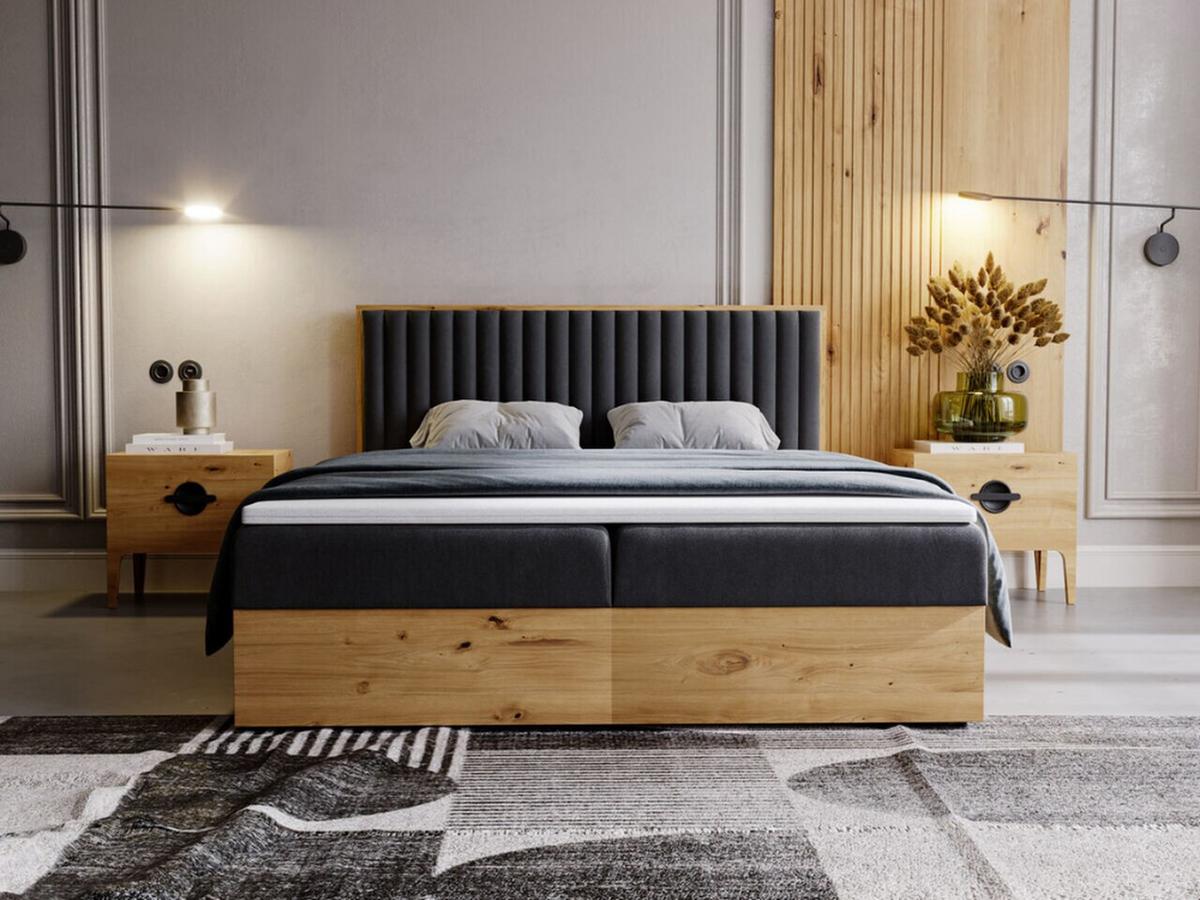 BOXBETT Forest 160x200 Anthracite - Anthrazit, Holz/Textil (160/200cm) - Graingold
