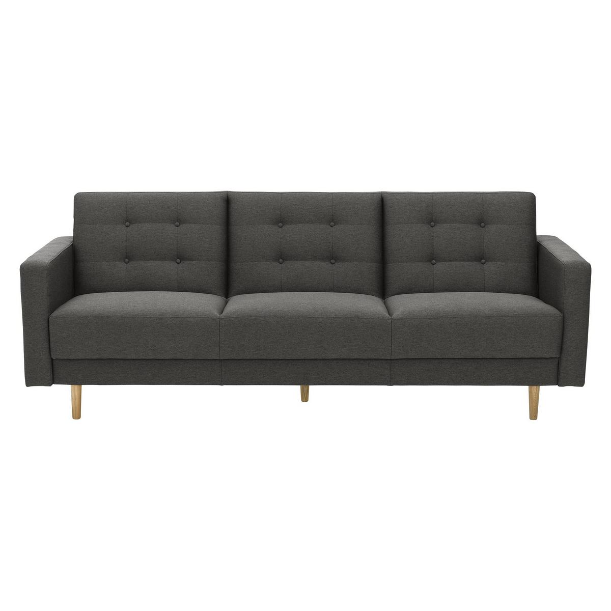 SOFA 3-Sitzer mit Bettfunktion Kazia Flachgewebe anthrazit - Anthrazit, Kunststoff (224/81/83cm) - 58aufmkessel