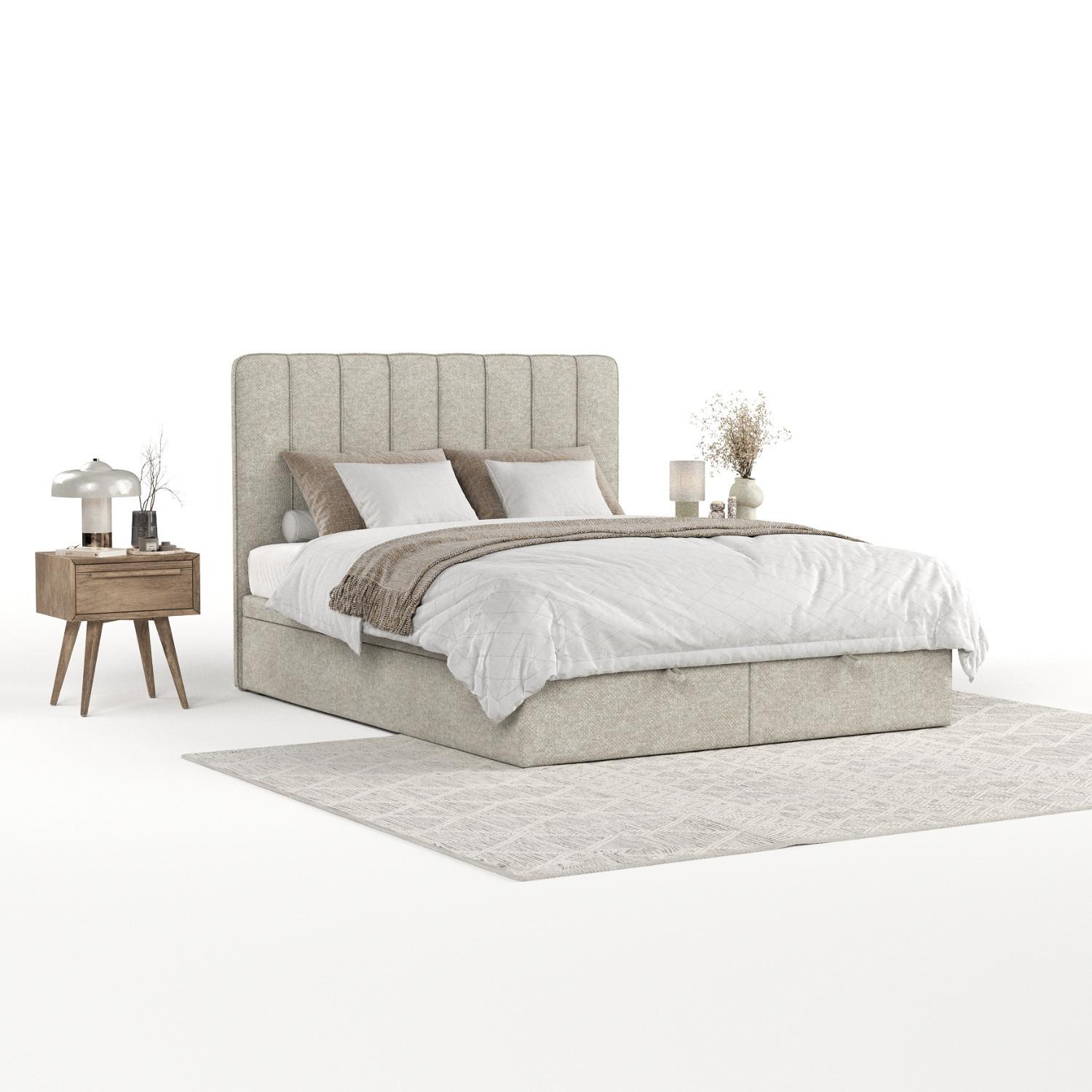 POLSTERBETT Vienna mit Stauraum 200/200 cm Beige im Alta Stoff - Beige/Schwarz, Holz/Holzwerkstoff (200/200cm) - AltaBeds