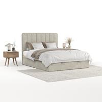 POLSTERBETT Vienna mit Stauraum 200/200 cm Beige im Alta Stoff - Beige/Schwarz, Holz/Holzwerkstoff (200/200cm) - AltaBeds