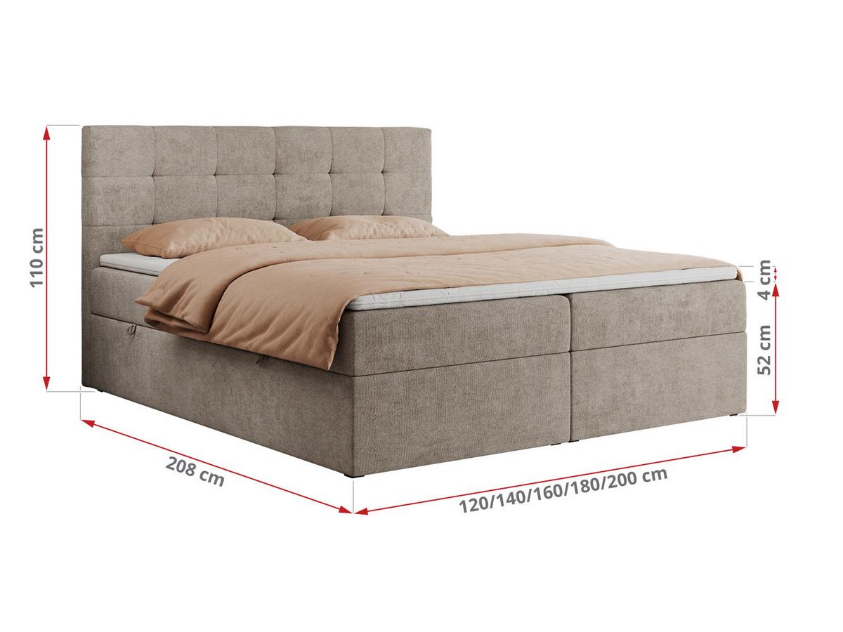 BOXBETT CENTO 200/200 Beige Strukture - H4 - Beige, Holz/Textil (200/200cm) - MKS