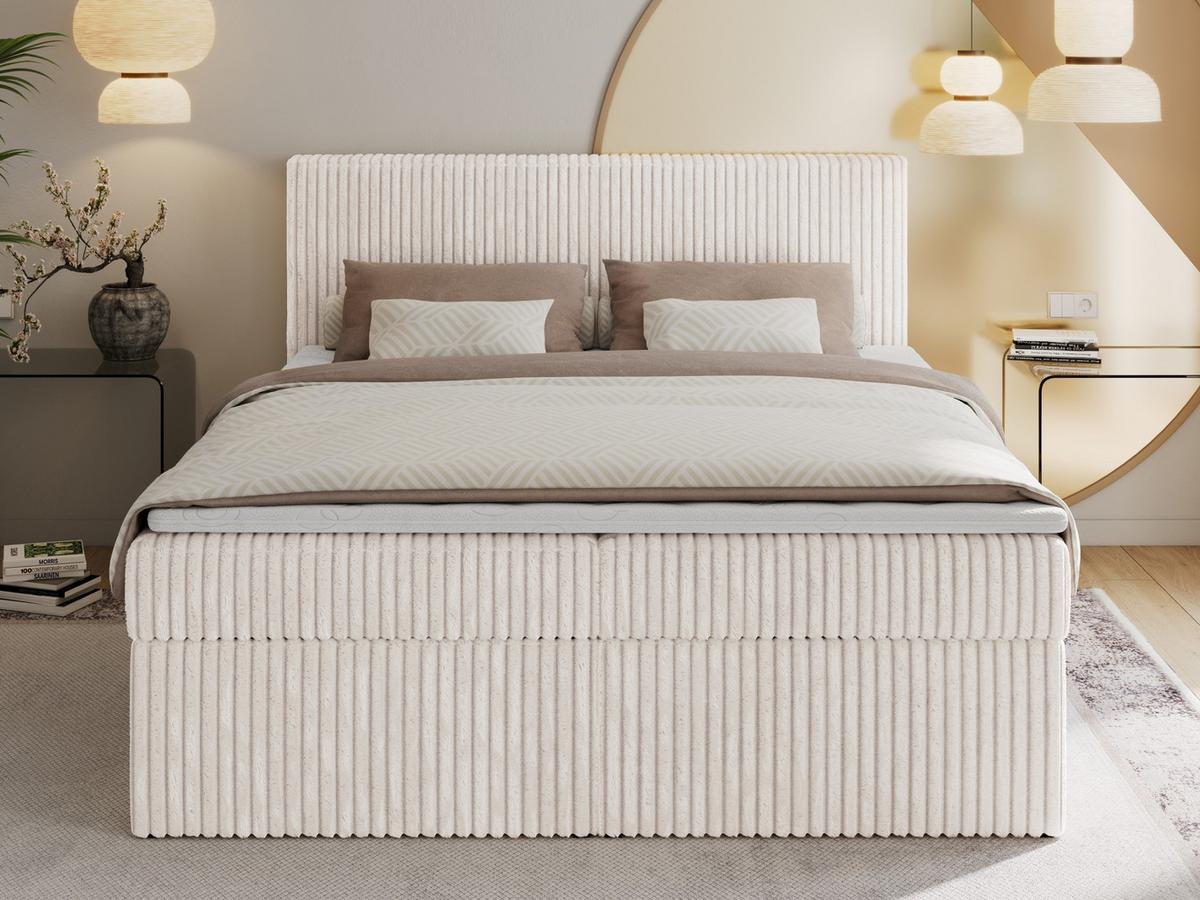 BOXBETT TILIANO 160/200 - Beige Cord - H3 - Beige, Textil (160/200cm) - MKS