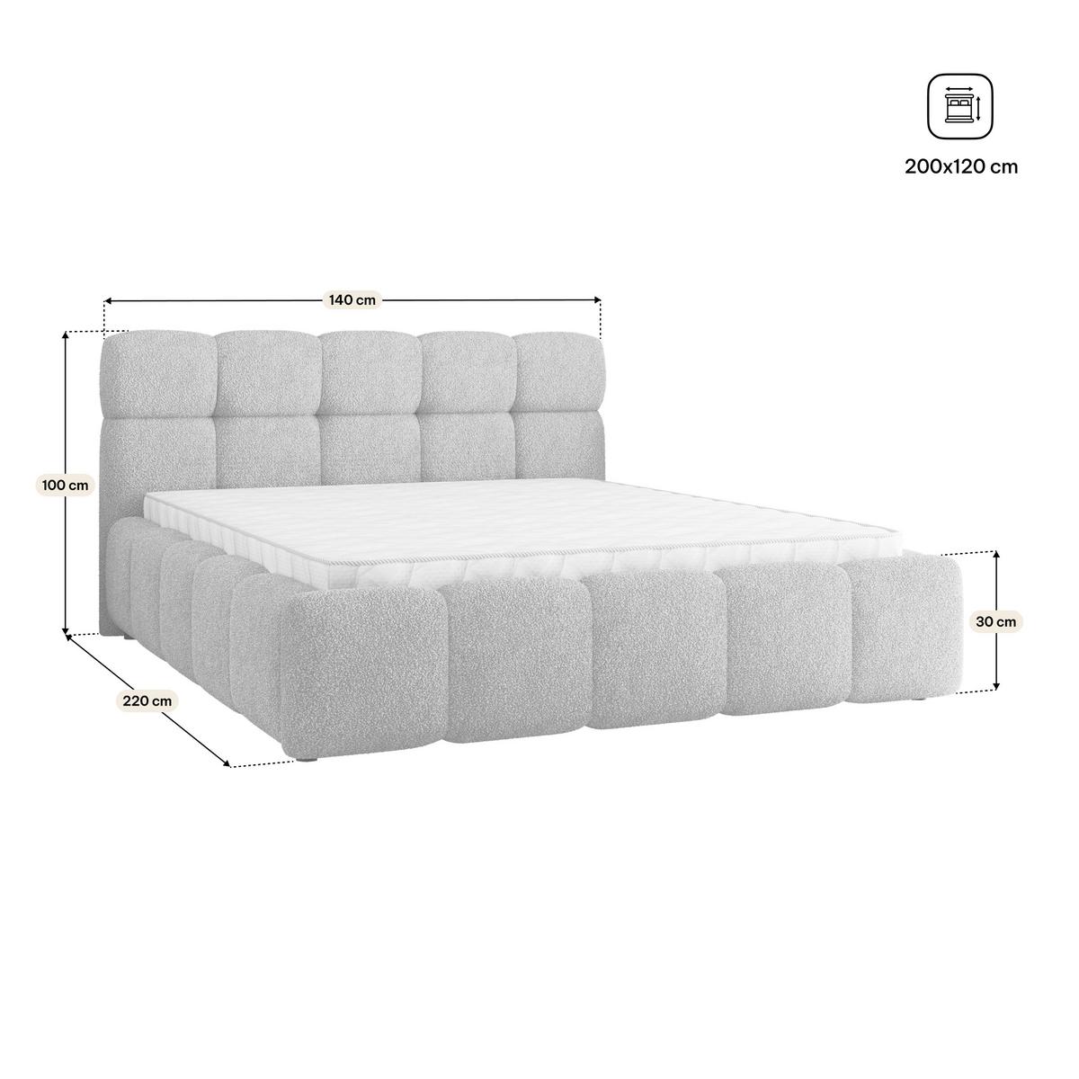 POLSTERBETT FARU Q 120x200 cm mit Bettkästen - Hellgrau - Hellgrau, Holz (120/200cm) - MASSENO