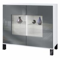 KOMMODE Grömitz Grau Hochglanz - Grau, Holzwerkstoff (92.5/84.5/35cm) - Vladon